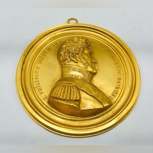 19thC French Gilt Bronze Portrait Medallion Wall Plaque Phillipe Citoyen Égalité